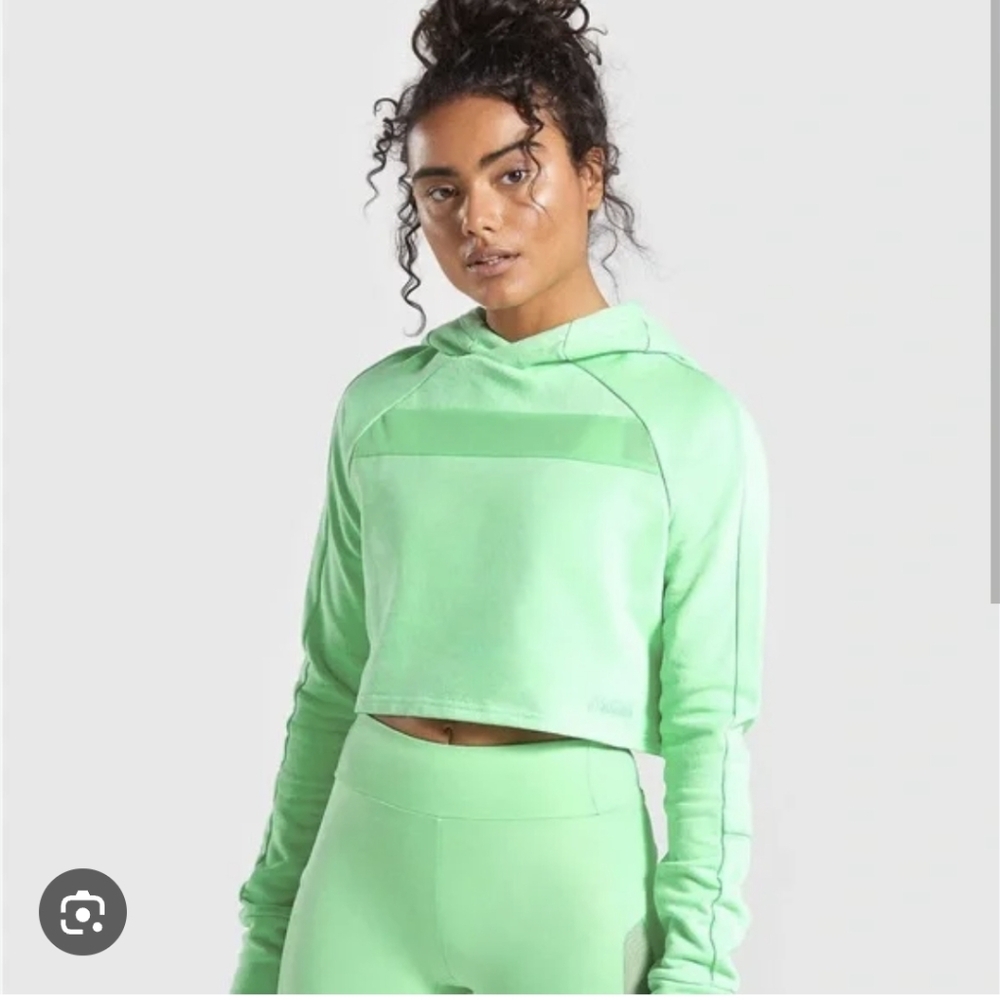 Women's Green Cropped Hoodie